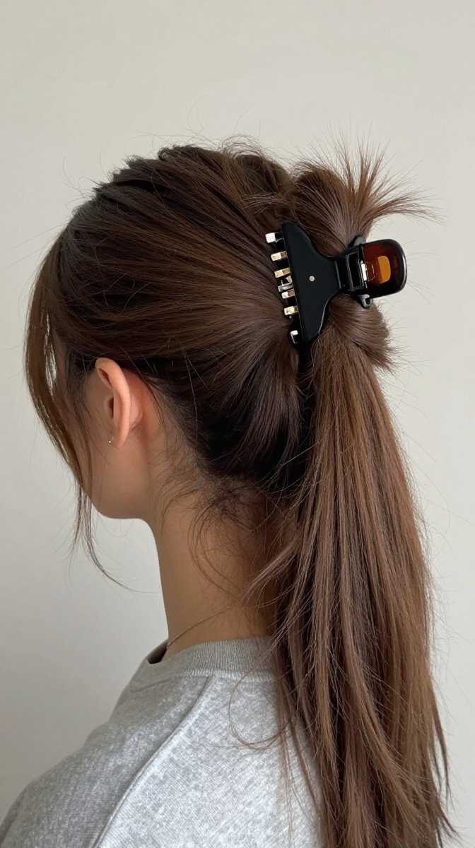 Messy Claw Clip High Ponytail