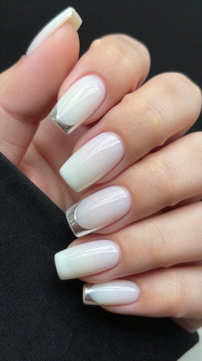 Milky White Base with Soft Glazed Chrome Accents