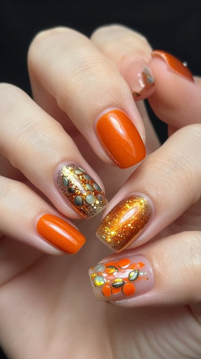Orange Pumpkin Chrome with Glittery Seeds