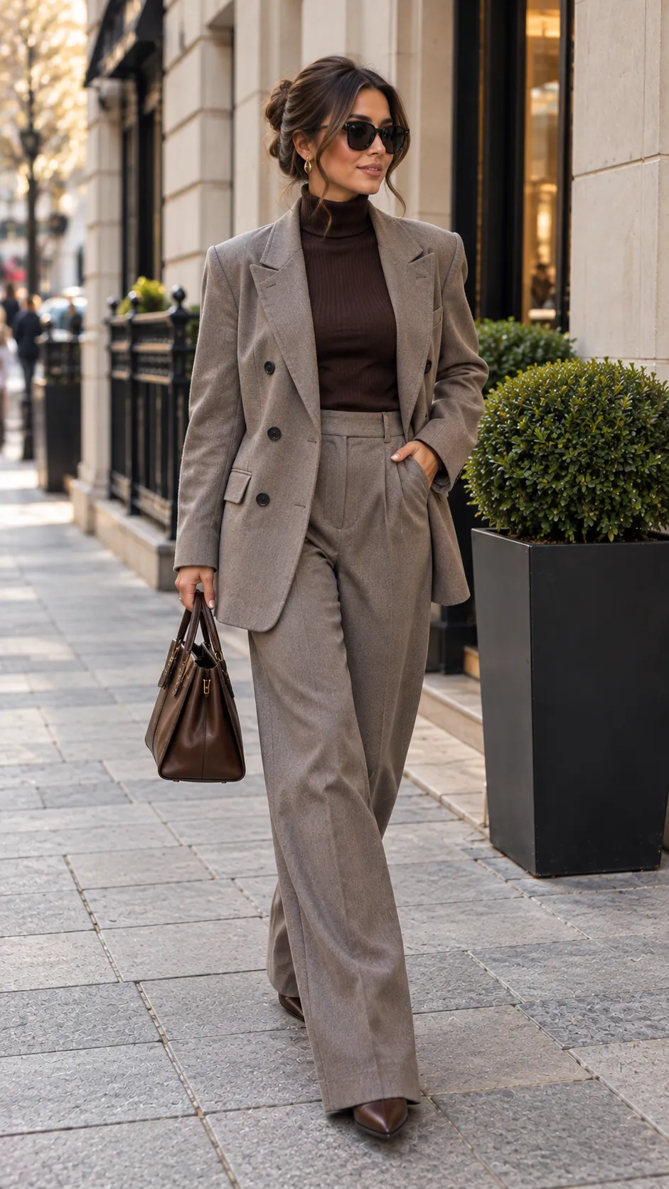 Oversized Blazer + Tailored Trousers + Simple Sneakers