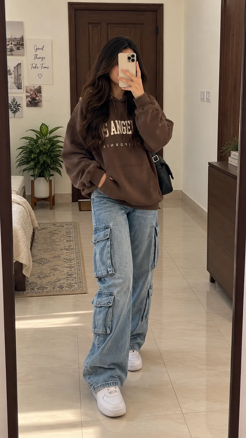 Oversized Hoodie + Cargo Jeans + Clean Sneakers