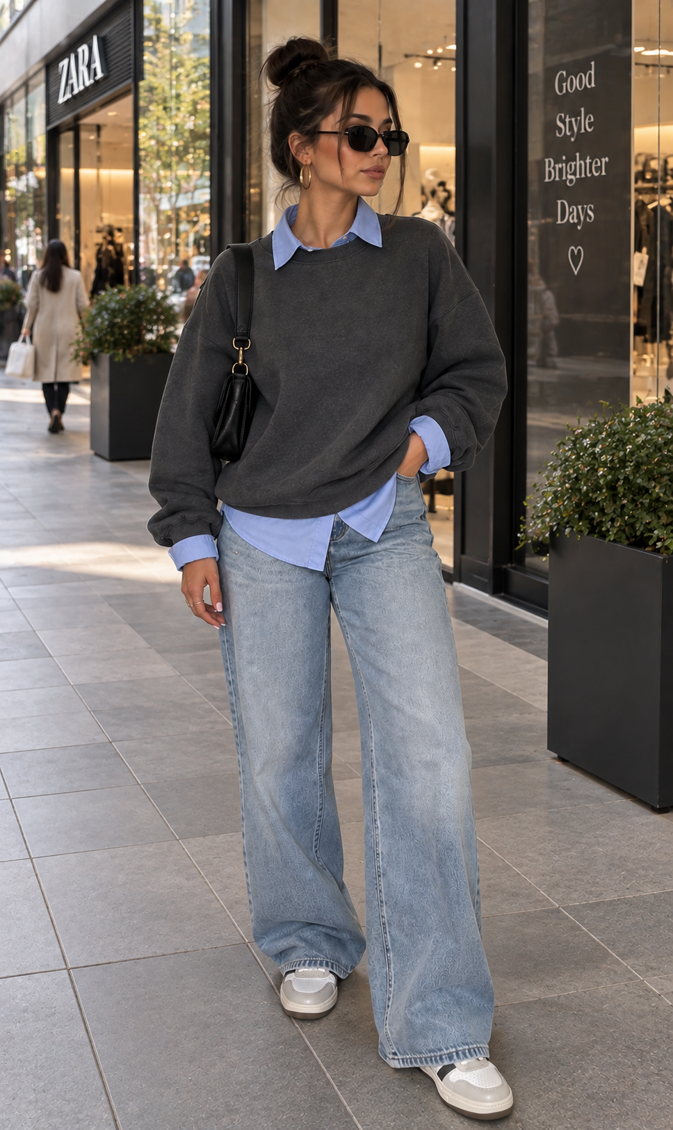 Bootcut Jeans + Chunky Cardigan + Loafers 