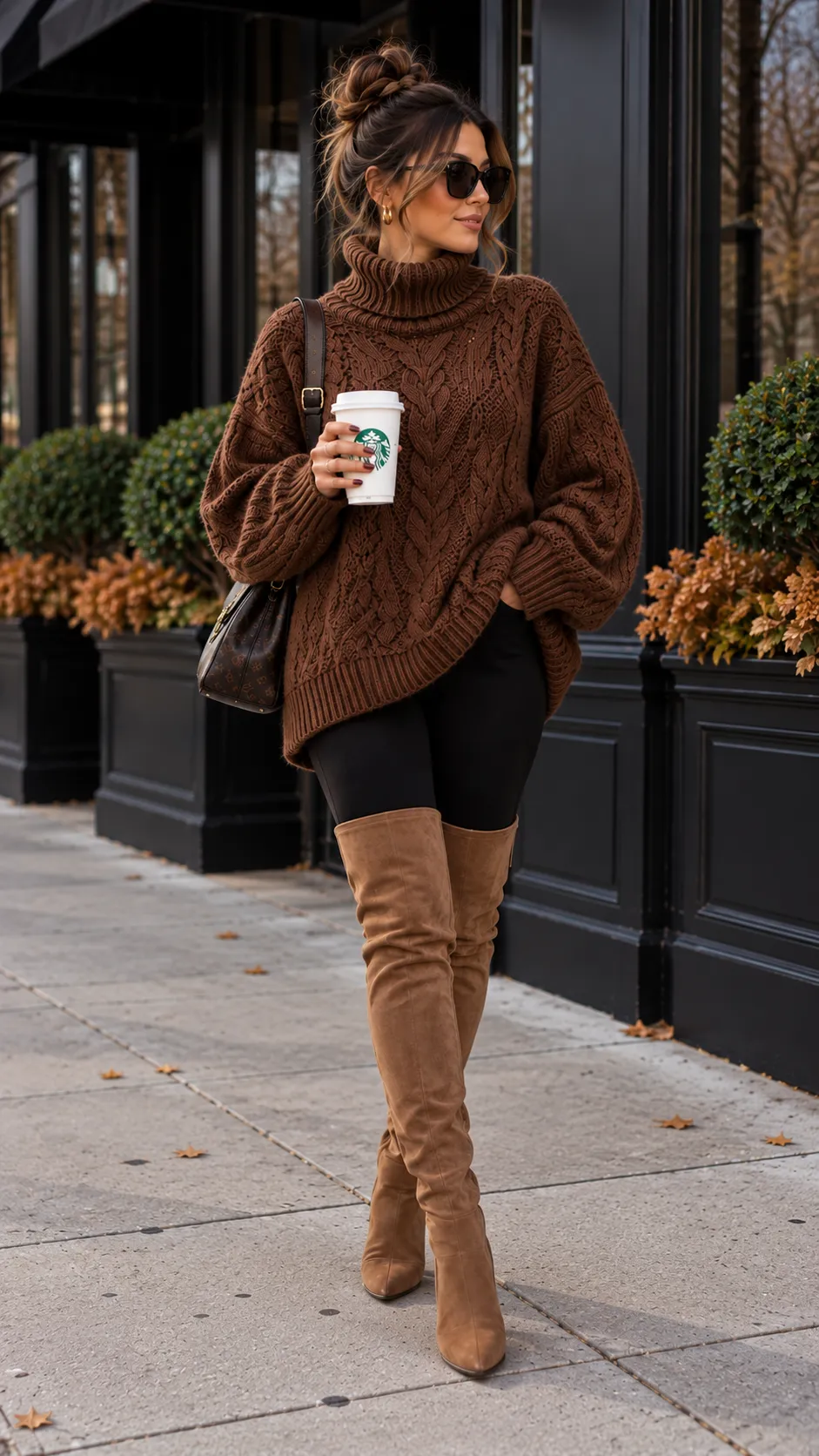Oversized Sweater + Leggings + Knee-High Boots