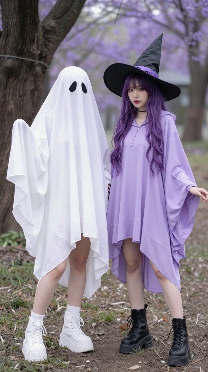 Pastel Ghost & Witch Pair