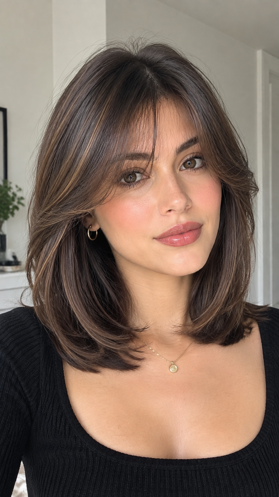 Shoulder-Length Curtain Bangs