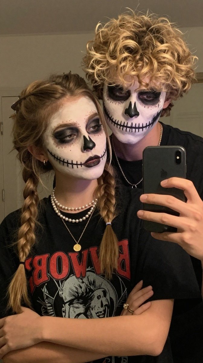 Skeleton Couple in Matching Black & White