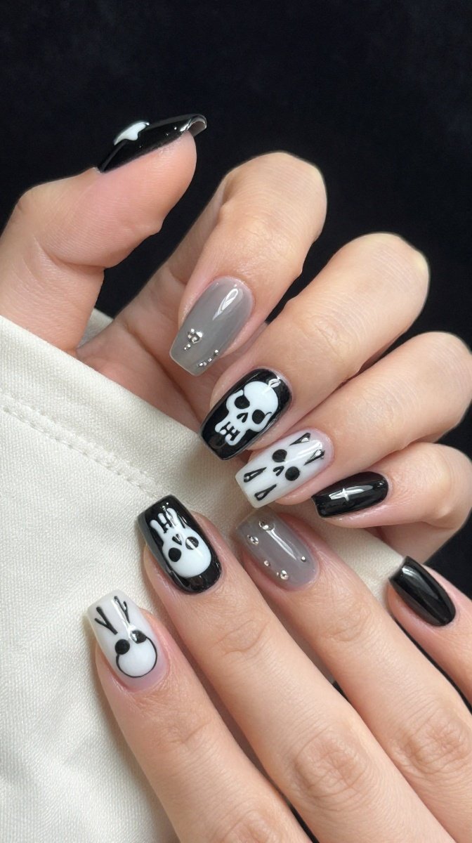 Smoky Black with White Skull Accents 