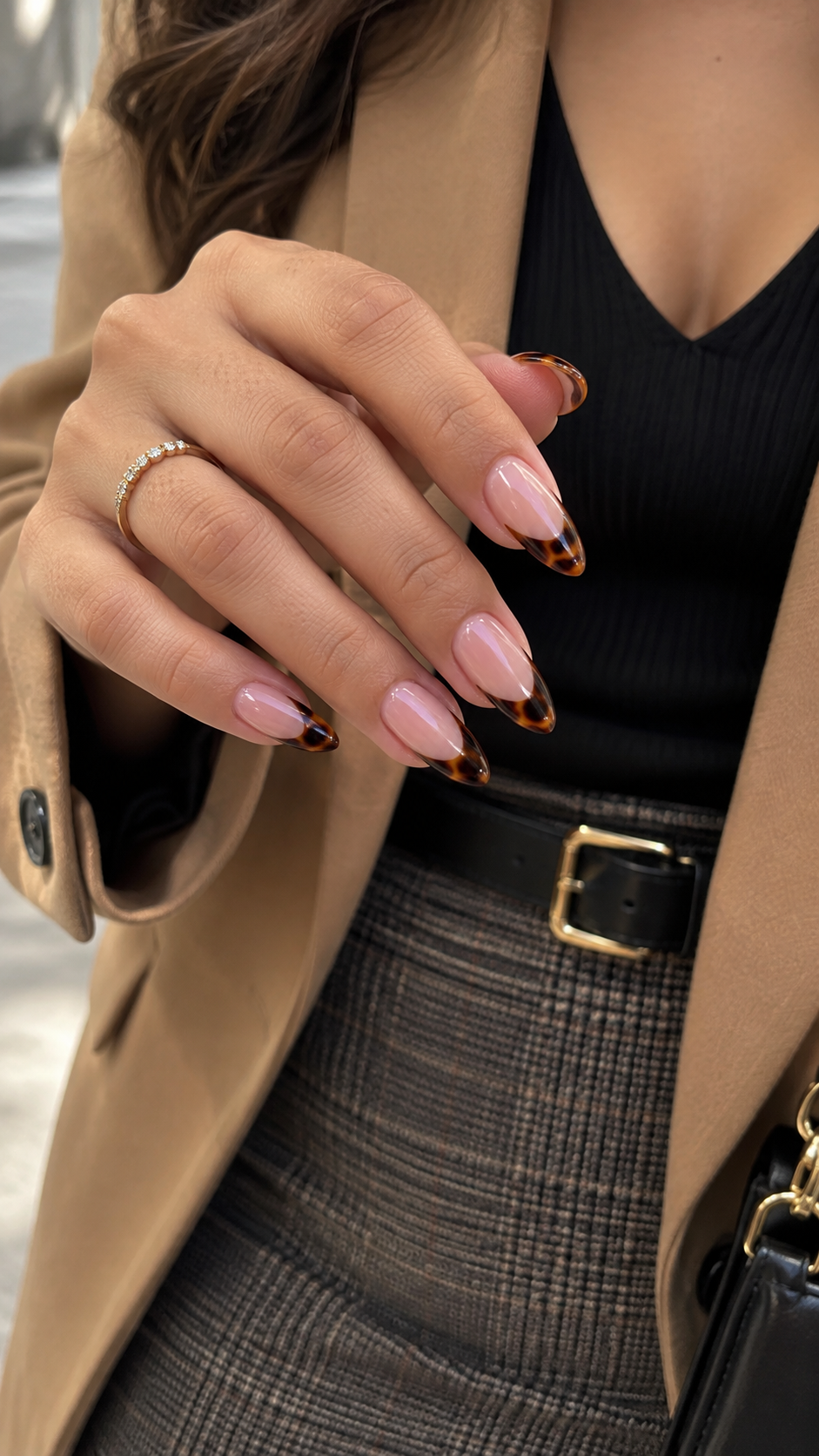 Squoval French Tips in Espresso Brown