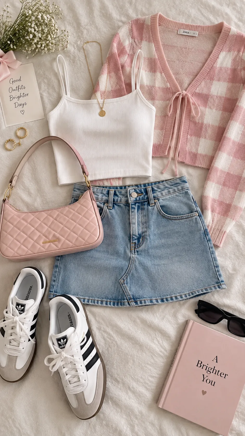 Tweed Skirt Set with Sneakers