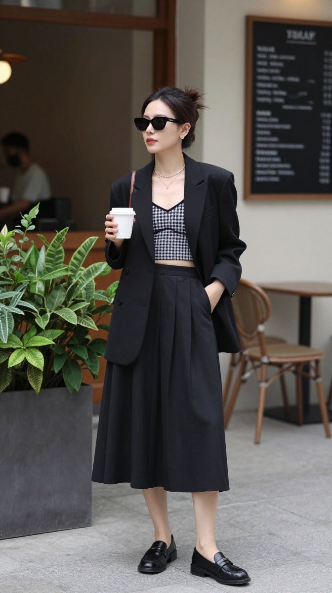Velvet Blazer + Pleated Mini Skirt