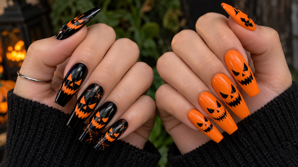 Black and Orange Halloween Nails That Feel Instantly Festive