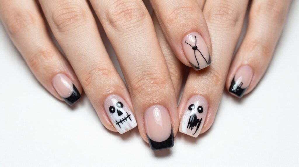 Halloween French Tip Nails With a Spooky Little Twist